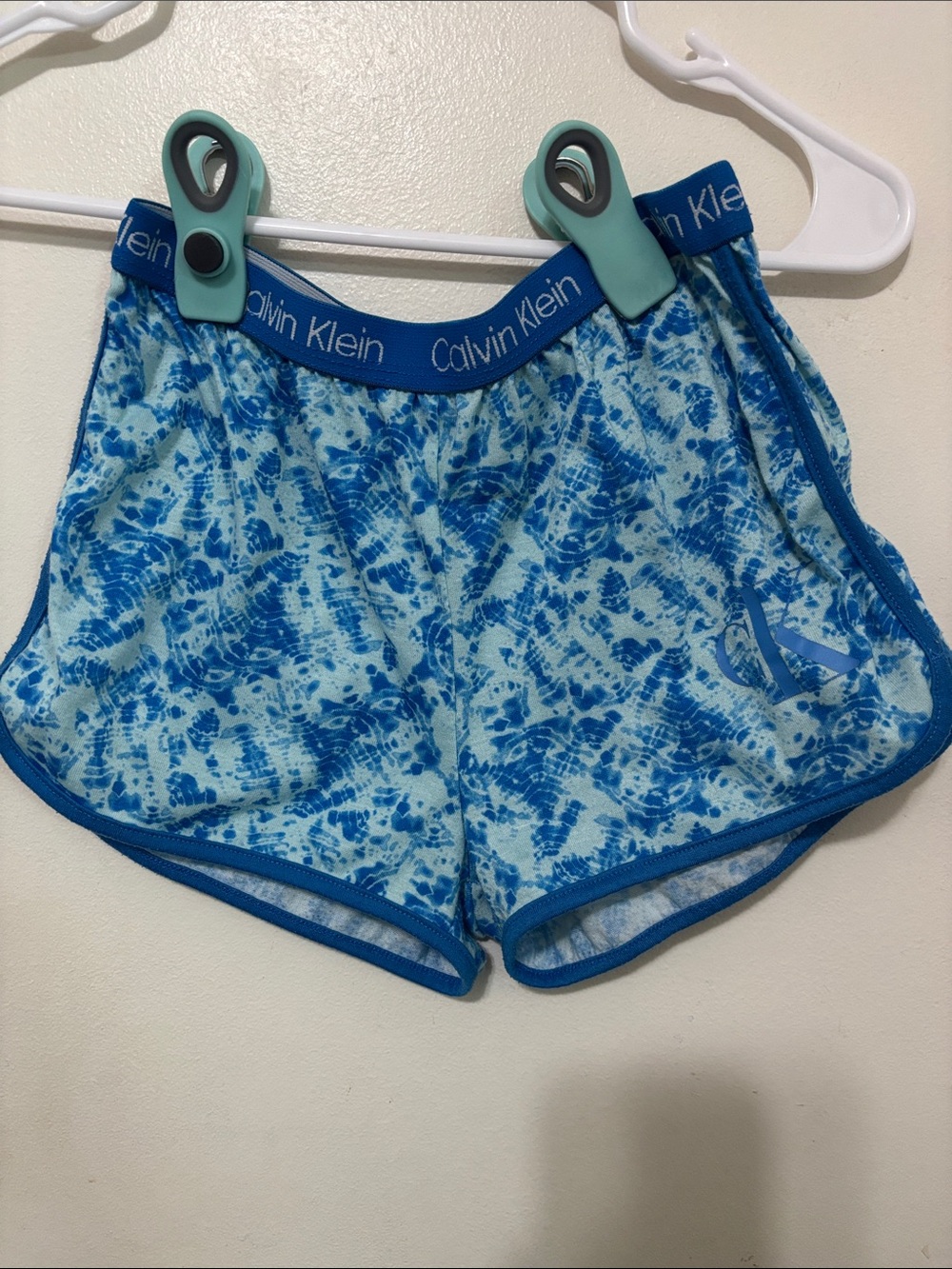 Calvin Klein Girls' Aqua & Royal Blue Tie-Dye Athletic Shorts
